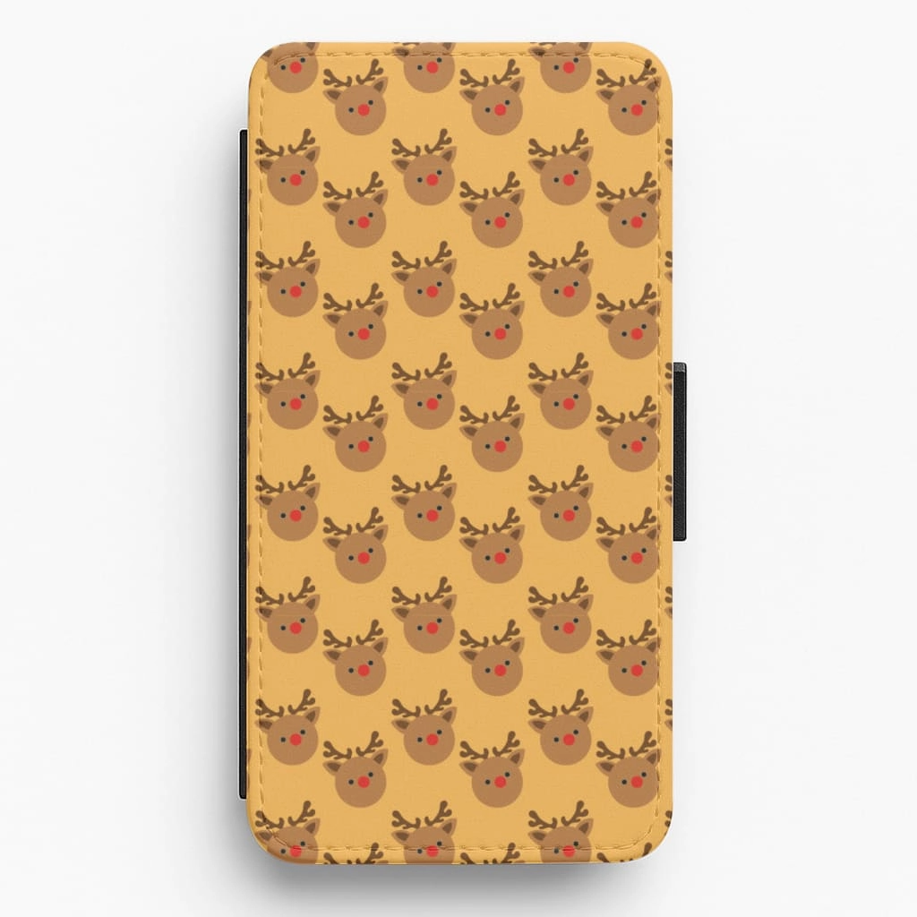 Rudolph Pattern - Christmas Patterns Flip / Wallet Phone Case Compact Design Glossy Finish Look