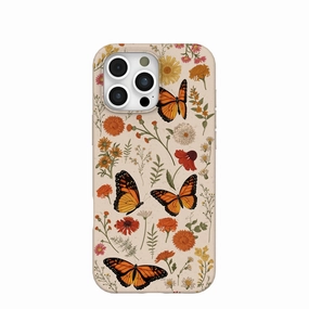 Rugged Surface Flexible Feel Seashell Monarch Butterfly iPhone 16 Pro Max Case
