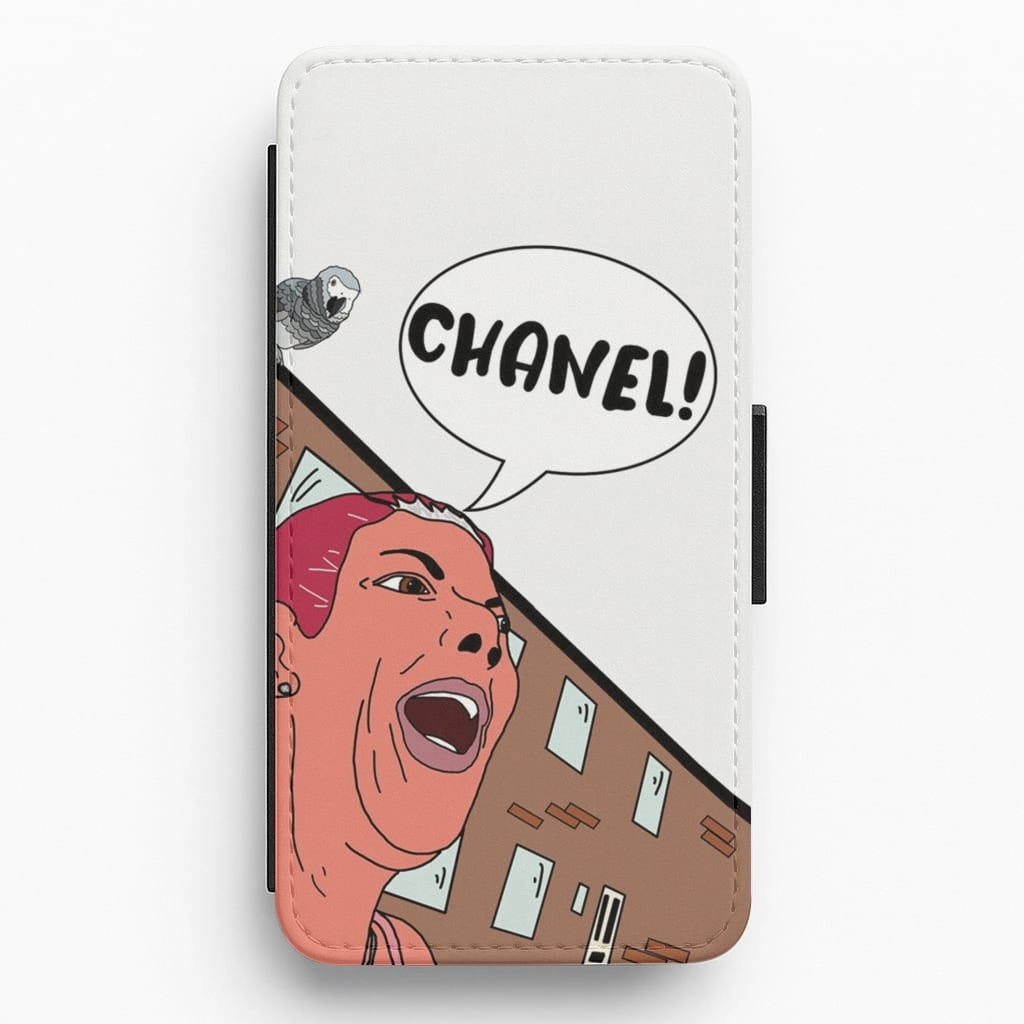 Gloss Layer Fashion Statement She's An African Grey, Her Name's Chanel Flip / Wallet Phone Case