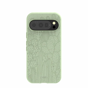 Premium Surface Anti Scratch Layer Sage Green Cacti Google Pixel 10/10 Pro Case