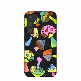 Black Mushroom Party Samsung Galaxy S24 (Plus) Case Minimal Texture