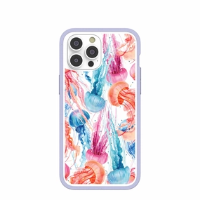 Clear Jellyfish iPhone 14 Pro Max Case With Lavender Ridge Premium Texture Layer Hard Plastic