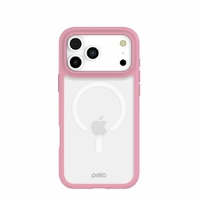 Matte Texture Layer Clear iPhone 17 Pro Max Case with Petal Pink Ridge (MagSafe Included)