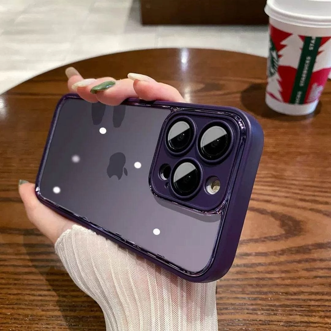 Protective Design Texture Transparent Electroplating Camera Protection Case - iPhone