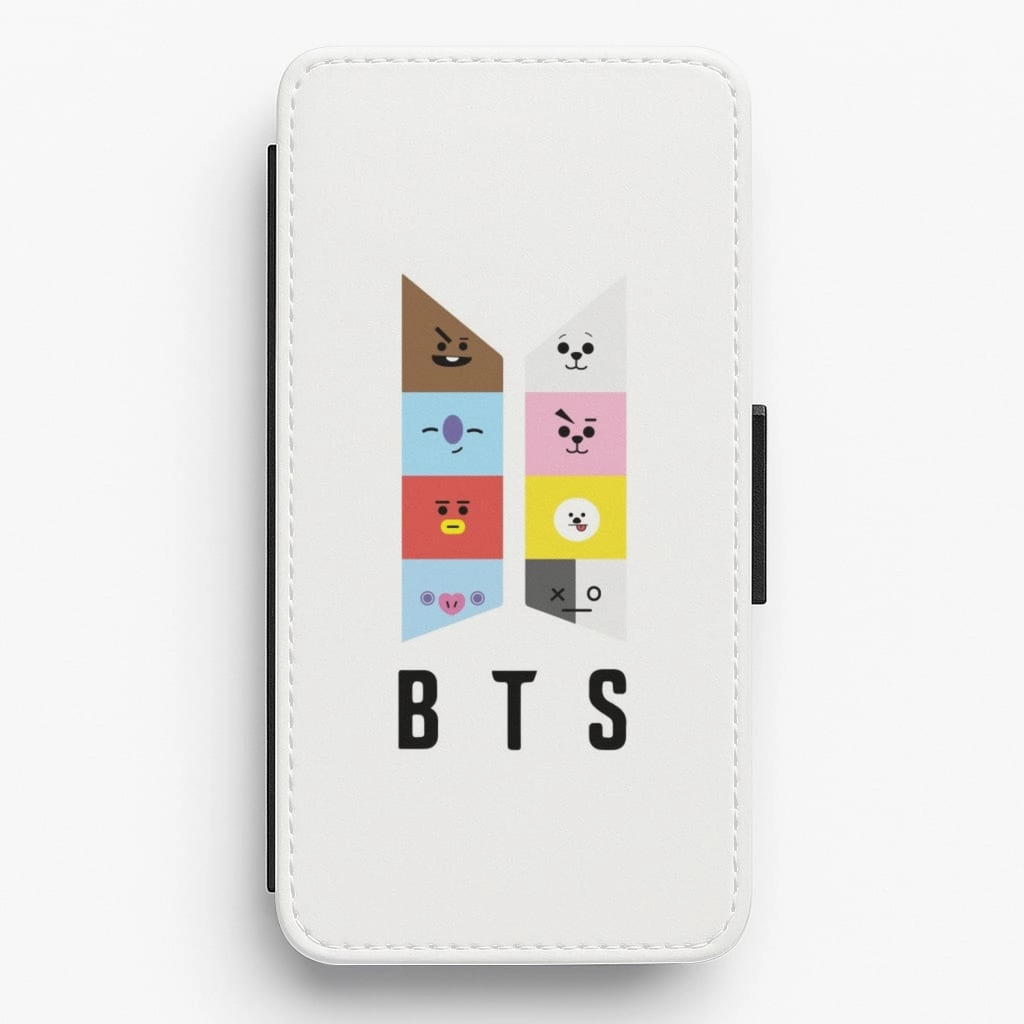 Minimal Feature Soft Grip Finish BT21 K-Pop Band Logo Flip / Wallet Phone Case