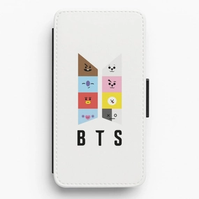 Minimal Feature Soft Grip Finish BT21 K-Pop Band Logo Flip / Wallet Phone Case