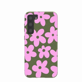 Matte Build Minimal Feature Forest Floor Pink Blooms Samsung Galaxy S23 (Plus) Case