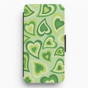Soft Layered Design Green Hearts - Trippy Patterns Flip / Wallet Phone Case