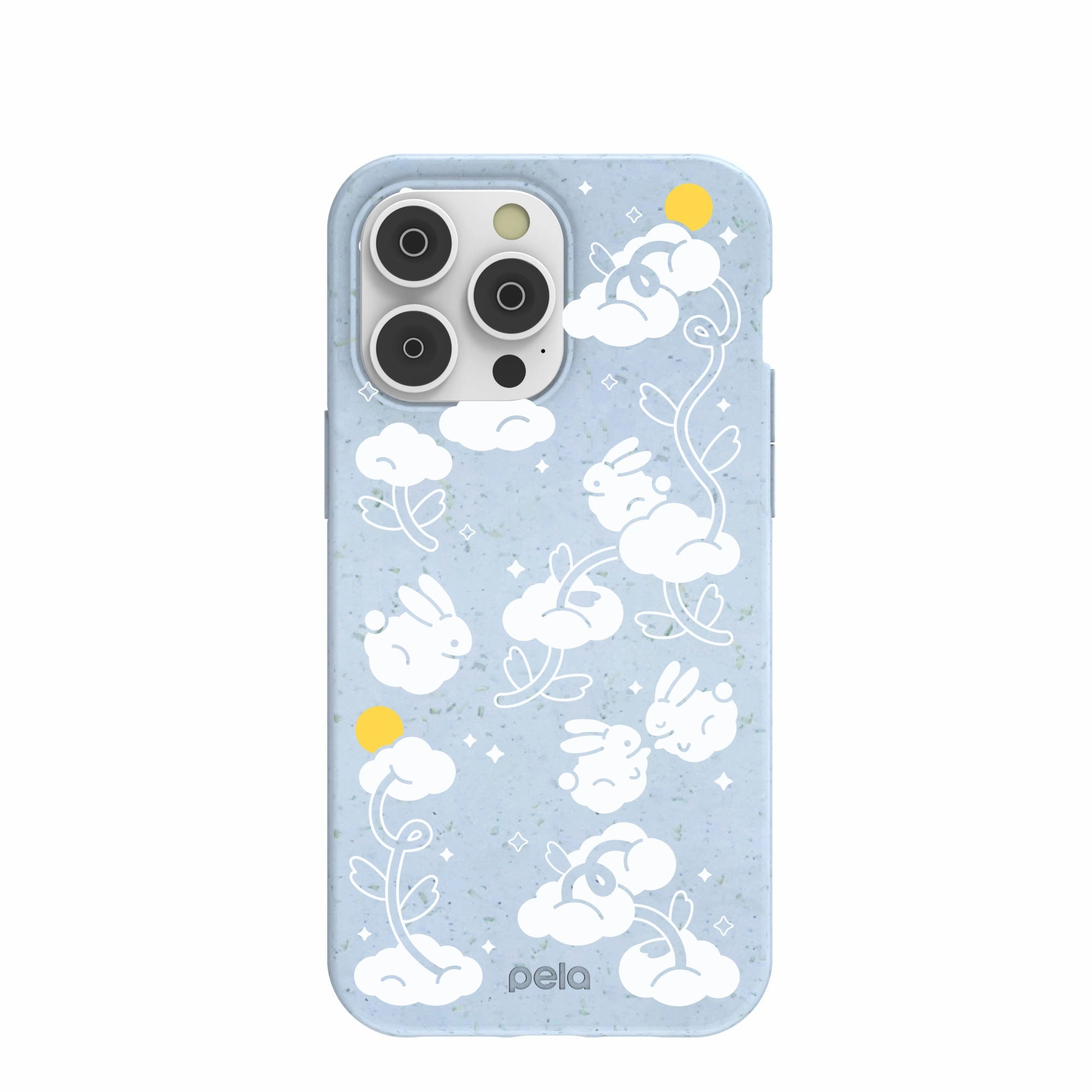 Flexible Texture dust protection Powder Blue Fluffy Flower iPhone 14 Pro Max Case