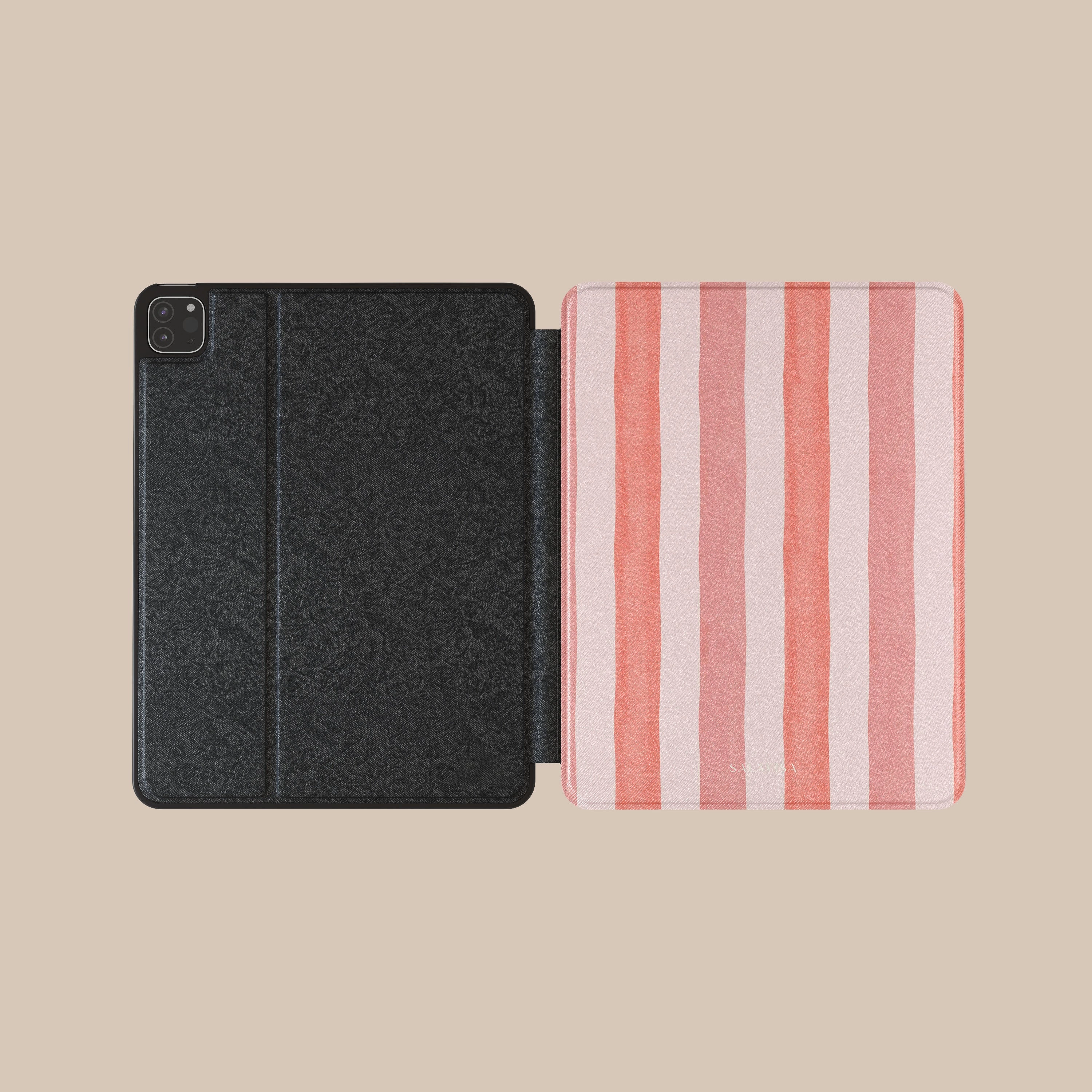 Coral Stripe iPad Case Durable Covering light carry tablet case