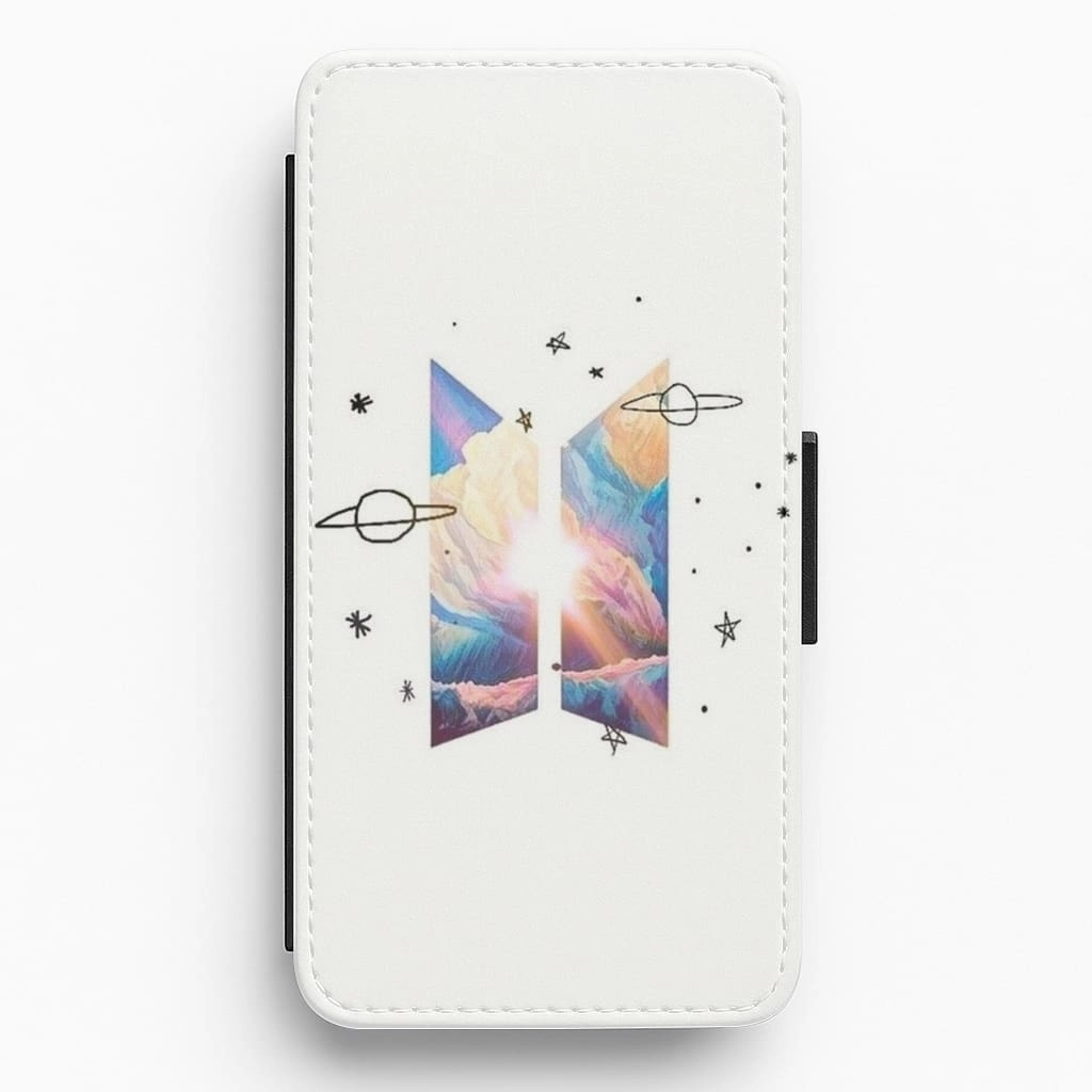 Anti Shock Layer Space K-Pop Band Logo Flip Wallet Phone Case