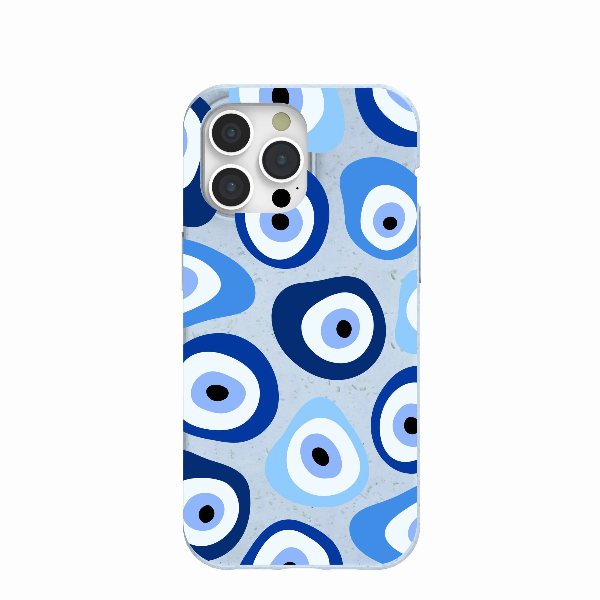 Powder Blue Evil Eye iPhone 15 Pro Max Case Compact Edge Luxury Layer Texture
