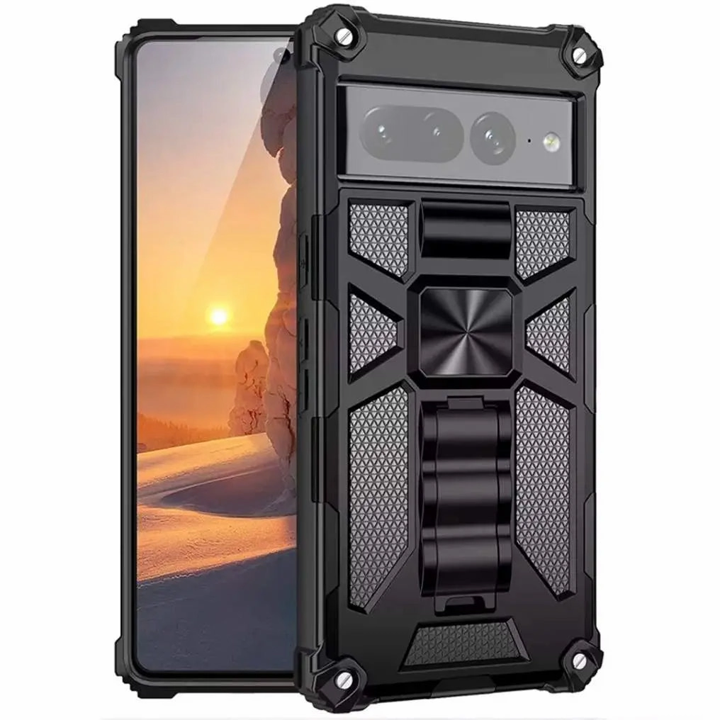 Google Pixel 7 Pro Armor Case with Kickstand & Magnetic Mount Matte Feel Texture Durable Surface