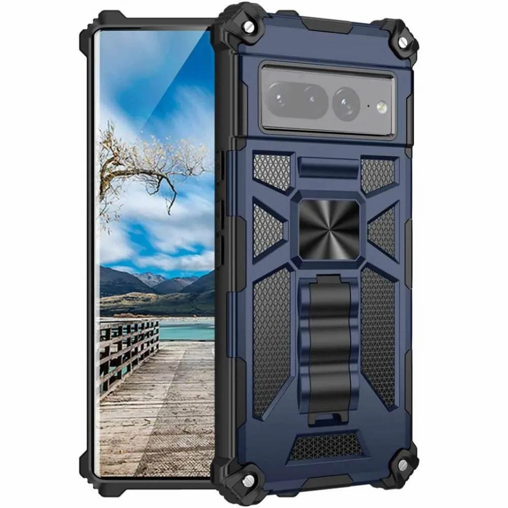 Daily Durability Premium Look Google Pixel 7 Pro Armor Case with Kickstand & Magnetic Mount