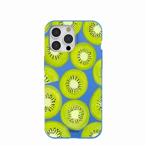 Electric Blue Kiwi Slices iPhone 15 Pro Max Case Rugged Edge Precision Cutouts