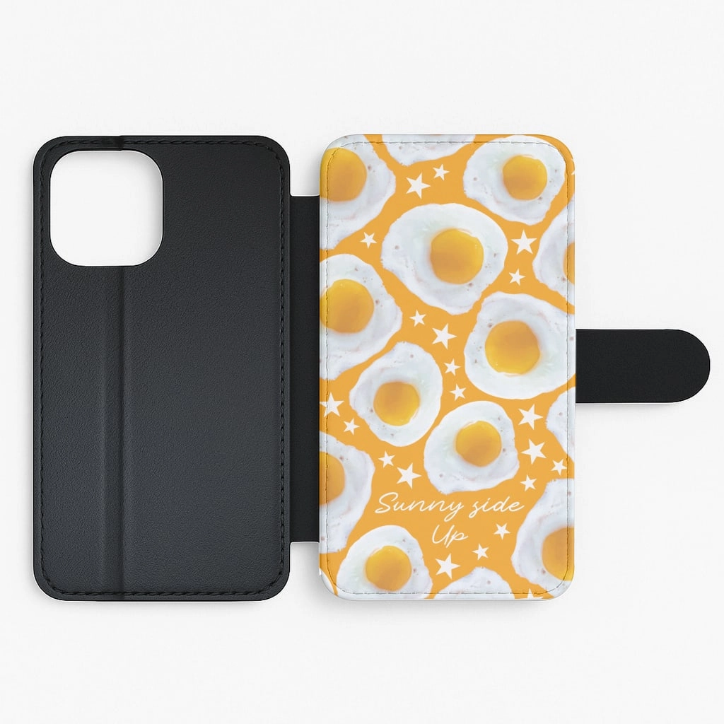 Sunny Side Up Egg Pattern Flip / Wallet Phone Case Gloss Layer Transparent Look