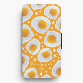 Polished Surface Texture Sunny Side Up Egg Pattern Flip / Wallet Phone Case