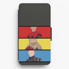 Superhero Team Red, Yellow And Blue Flip / Wallet Phone Case Hybrid Material Build Magnetic Mount