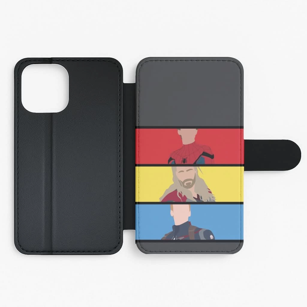 Protective Edge Layer Superhero Team Red, Yellow And Blue Flip / Wallet Phone Case