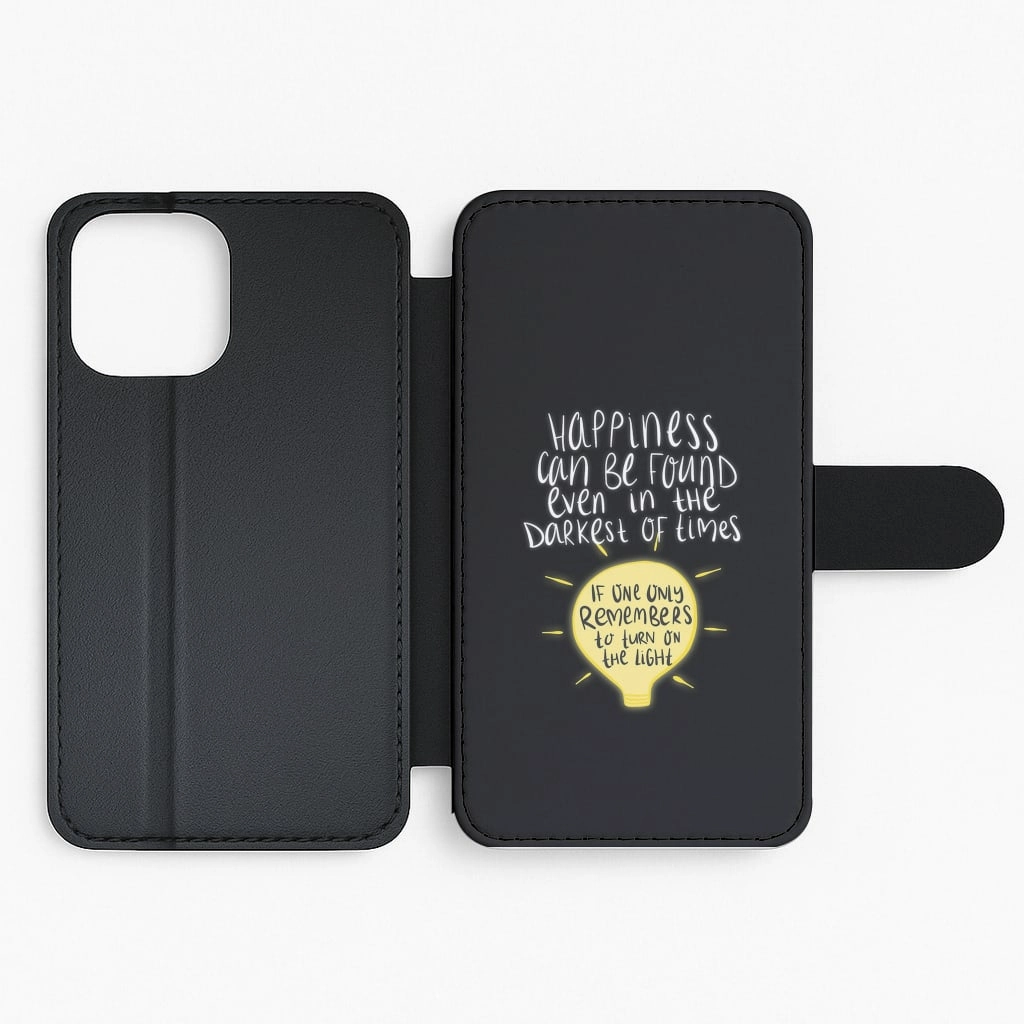 Minimal Look Happiness Can Be Found In The Darkest of Times Flip / Wallet Phone Case