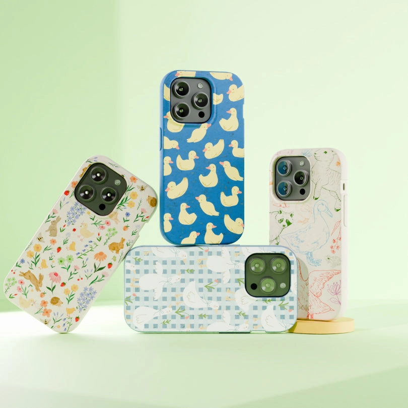 Smooth Edge Design Hybrid Look Powder Blue Blooming Quackers iPhone 17 Pro Max Case