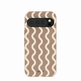 Chocolate Brown Latte Waves Google Pixel 10/10 Pro Case Rugged Edge Texture