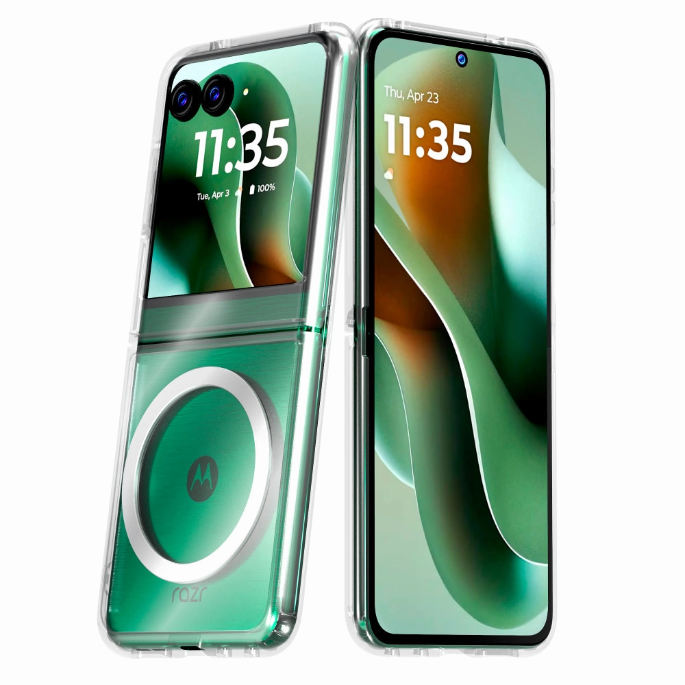 Motorola Razr 60 (2025) Hybrid Shockproof Clear Slim Acrylic Case Cover Flexible Hinge Rib with MagSafe Minimalist Aesthetic Modern Style