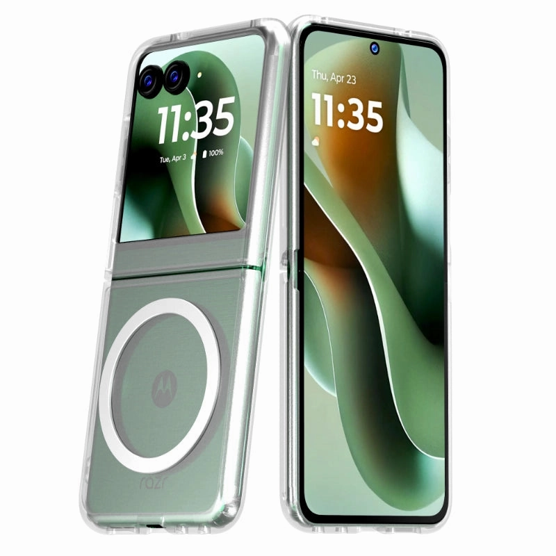 Premium Texture Design Functional Design Motorola Razr 60 (2025) Hybrid Shockproof Clear Slim Acrylic Case Cover Flexible Hinge Rib with MagSafe