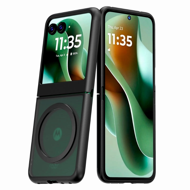 Motorola Razr 60 (2025) Hybrid Shockproof Clear Slim Acrylic Case Cover Flexible Hinge Rib with MagSafe Shock shield TPU Material