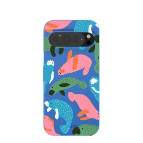 Electric Blue Sea Cows Google Pixel 9/9 Pro Case Daily Carry Compact Edge