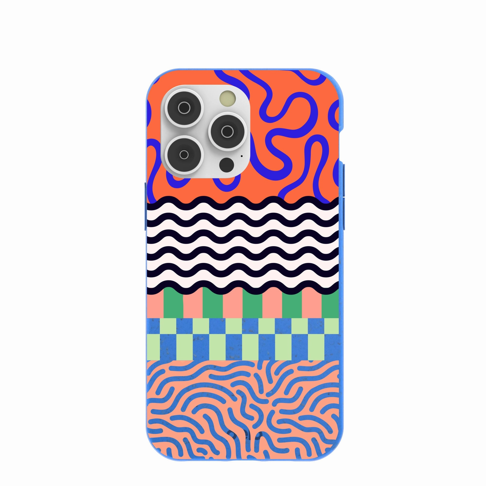 Electric Blue Tangerine Mix iPhone 14 Pro Max Case Unique Texture