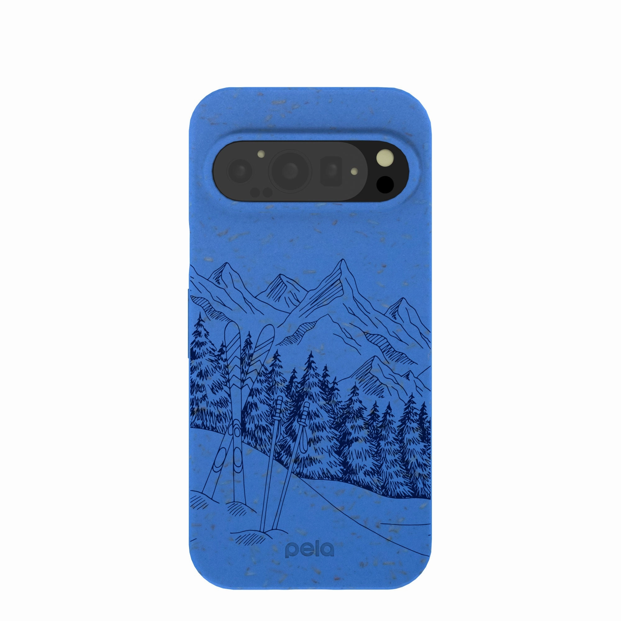 Clear Back Rugged Grip Electric Blue Backcountry Ski Google Pixel 9/9 Pro Case