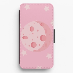 Pink Moon - Space Flip / Wallet Phone Case Soft Shape