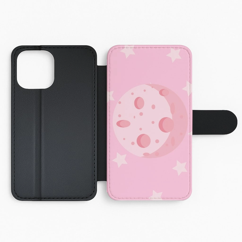 Casual Look Pink Moon - Space Flip / Wallet Phone Case