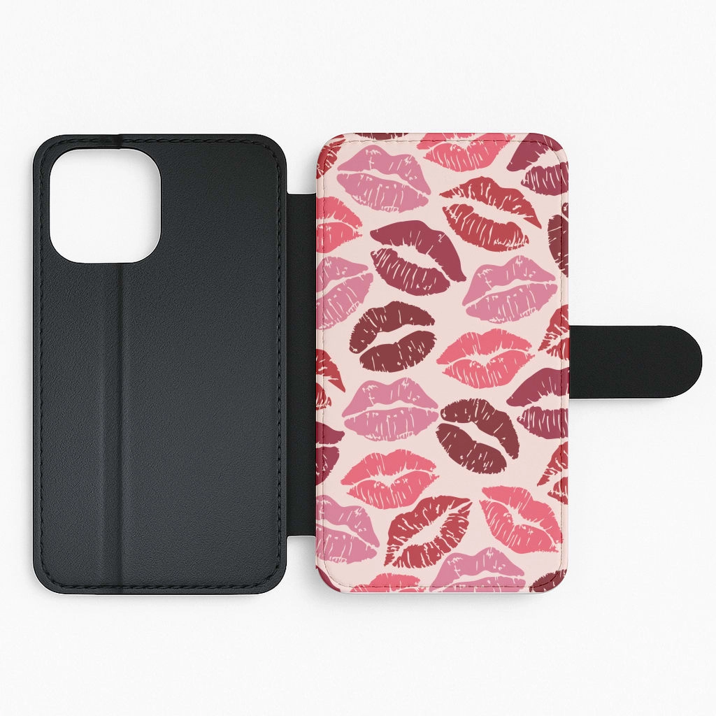 Slim Feel Valentine's Lips Pattern Flip / Wallet Phone Case