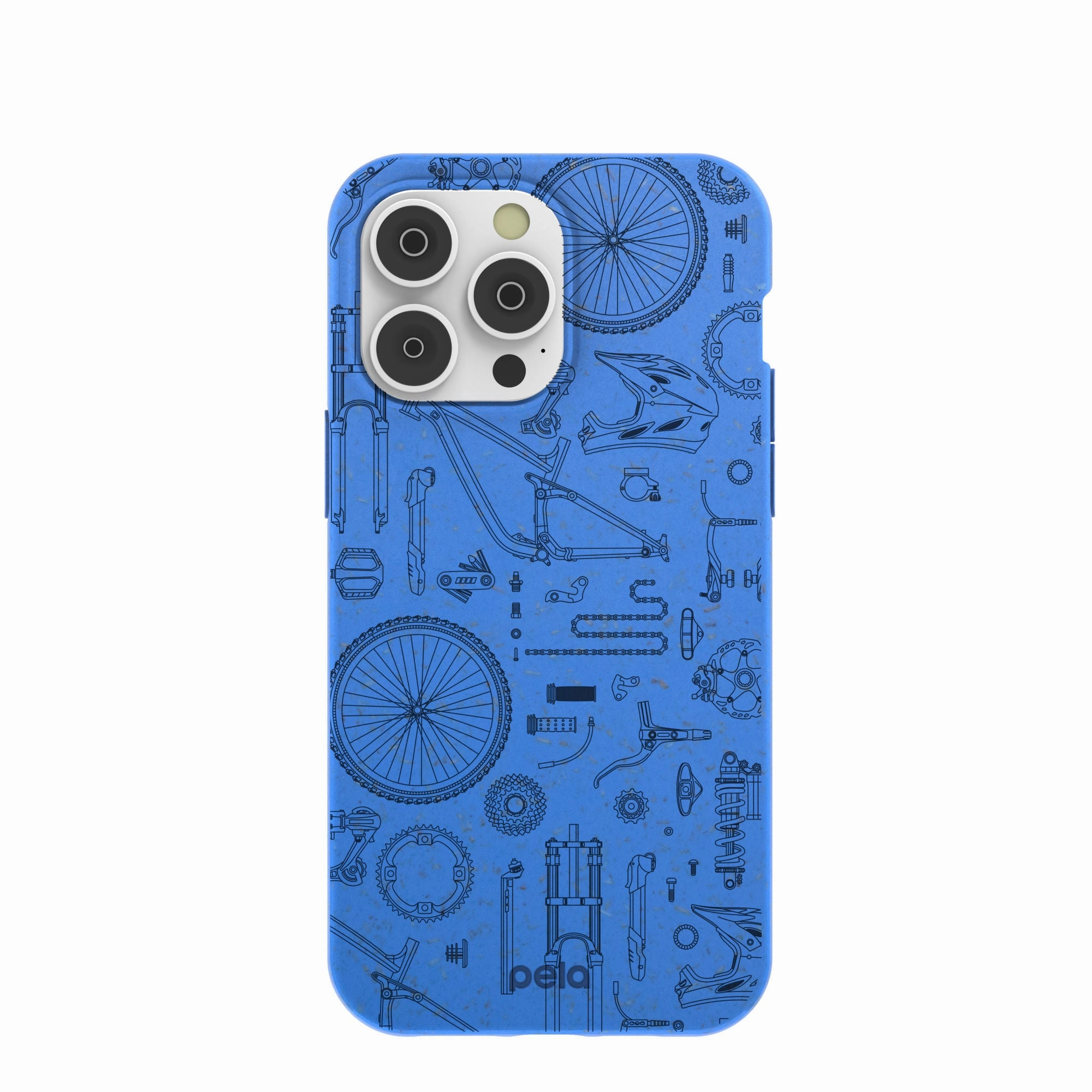 Electric Blue Changing Gears iPhone 14 Pro Max Case Hybrid Texture Design