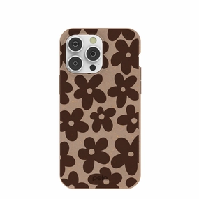Chocolate Brown Earthy Blooms iPhone 14 Pro Max Case Printed Graphic Polished Look