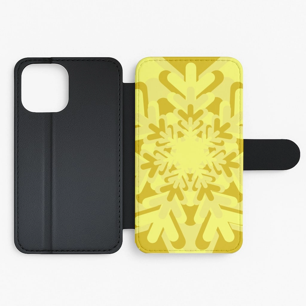 Urban Texture soft look Yellow - Colourful Snowflakes Flip / Wallet Phone Case