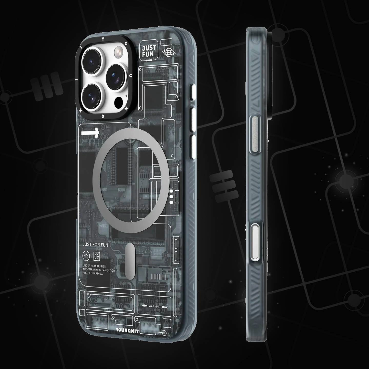 YOUNGKIT Futuristic Circuit Shield MagSafe Case - iPhone Premium Craft