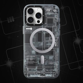 YOUNGKIT Futuristic Circuit Shield MagSafe Case - iPhone Soft Texture Modern Function